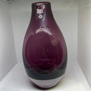 Crate & Barrel Amethyst Hand Blown Glass Vase